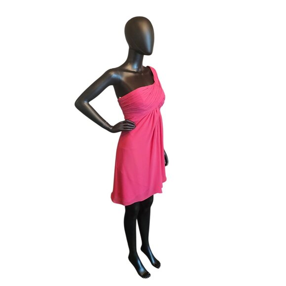 Watermelon Chiffon One Shoulder Party/Cocktail Dress NWOT - Bill Levkoff - Picture 3 of 7